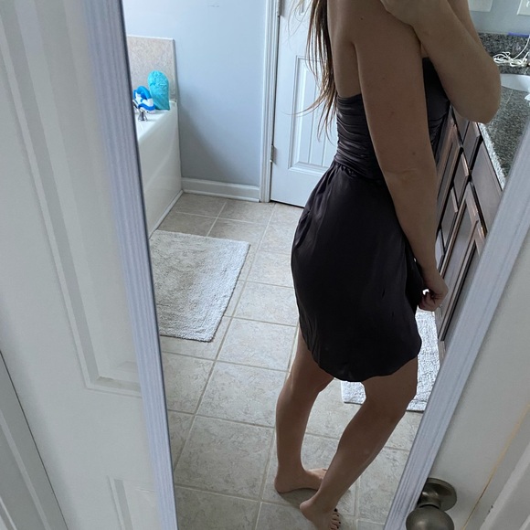 BEBE SWEETHEART NECKLINE PURPLE MINI SATIN DRESS XS - Picture 8 of 8